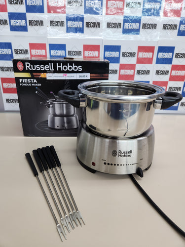 Fondue Eléctrica 1200W, 1,7 L, 6 tenedores, Para Fundir Chocolate o Queso, Temperatura Ajustable, Función Mantener Calor, Acero Inoxidable - 22560-56 Russell Hobbs